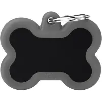 My Family Black Bone ID tag pour chien en aluminium gris, 4.1x3.3cm (1 pc) (Chien)