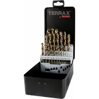 RUKO Assortiment de forets hélicoïdaux HSS-E Cobalt à affûtage croisé, 25 pces avec queue cylindrique