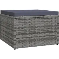 vidaXL Tabouret De Jardin Avec Coussin Gris Résine Tressée