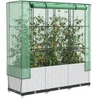 vidaXL Lit surélevé avec serre aspect rotin 120x40x138 cm