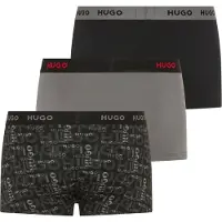 HUGO Lot de trois boxers courts en coton stretch avec taille logotée