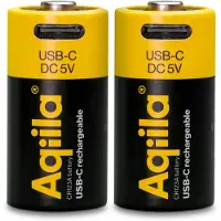 Aqiila CR123A USB-C Batterie Rechargeable 3V 750mAh Li-Ion (2x)