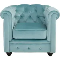 Vente-Unique.nl Fauteuil Chesterfield - Velours Bleu Pastel