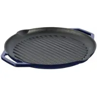 GrandFeu Enameled Ribbed Cast Iron Fry Pan Blu, Poêle + casserole, Bleu
