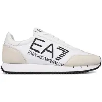 EA7 unisex. 7X000541_AF18609 Baskets vintage blanches (44 2/3), Noir, Tissu, Plat, Lacets, Sport