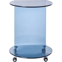 Beliani Table d'appoint MINTO Verre de sécurité Bleu avec roues