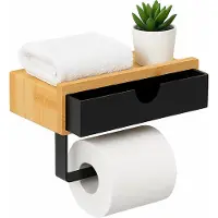 Relaxdays Bambus Toilettenpapierhalter mit Ablage