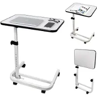 Mobiclinic Table d'appoint Réglable avec roulettes Pliable Table pour ordinateur portable Réglable en hauteur Socle en forme de C Cumbre
