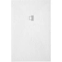ZEZA Grade Receveur de douche - 110x80cm - antidérapant - antibactérien - marbre minéral - rectangulaire - blanc mat 400000000000019993
