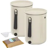 Skaza 2 Composteurs Bokashi,Plastique recyclé, beige, 9,6l+1kg d'activateur