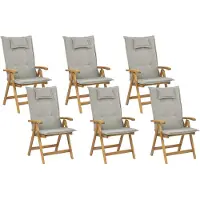 Beliani Lot de 6 chaises de jardin coussins taupe bois d'acacia style rustique jardin terrasse balcon
