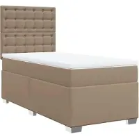 vidaXL Lit Boxspring avec matelas Cappuccino-Brun 90x200cm simili-cuir