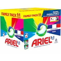 Ariel 3-in-1 détergent pods colour - family pack 64 pcs - multicolore - 30 × 25 × 12 cm