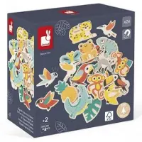 Janod Tropik - Set d'aimants - Aimants en bois jungle - 24 pièces -