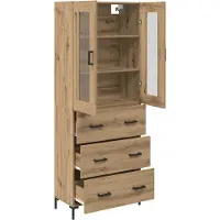 vidaXL Meuble haut, 2 pièces, chêne artisanal, 69,5 x 34 x 180 cm, panneaux de particules