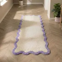 FRAAI Tapis de couloir lavable – Hazy Lilas/Crème | 80x250cm | Tapis de couloir | Pile courte