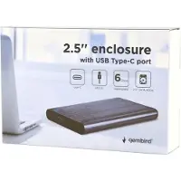 Gembird Boîtier EE2-U3S-6 pour disque dur/SSD 2,5 pouces avec port USB Type-C USB 3.1, finition aluminium brossé gris