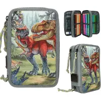 Dino World Trousse à crayons 3 compartiments