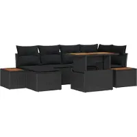 vidaXL Ensemble de salon de jardin , 7 pièces, noir et marron