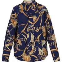 Faina Chemisier beige / bleu marine / noisette