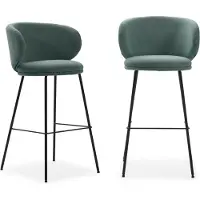 CALICOSY - Lot de 2 tabourets en tissu avec pieds en métal noir H65 cm - RUSH