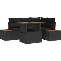 vidaXL Ensemble de canapés de jardin , 5 pièces, noir et marron