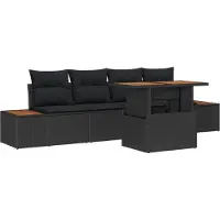 vidaXL Ensemble de canapés de jardin , 5 pièces, noir et marron