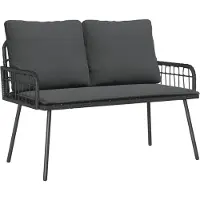 vidaXL Banc de jardin avec coussins, anthracite, 114 x 64 x 90 cm, acier