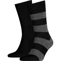 Tommy Hilfiger Chaussettes 2 Paires Rayures Uni Noir