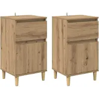 vidaXL Cabinet de chevet 2 pcs Chêne artisanal 40 x 35 x 70 cm