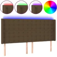 vidaXL Tête de lit LED brun foncé 183x16x118/128 cm Tissu