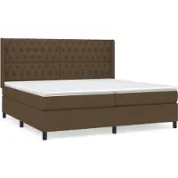 vidaXL Lit boxspring avec matelas brun foncé 200x200 cm Tissu