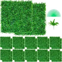 Vevor Panneaux de Buis Artificiels 10X10pouce Haie Artificielle Réaliste 24pcs Protection UV Panneaux Muraux de Haie de Buis Construction Solide Frais Faux Feuillage Toile de Fond Décoration Murale
