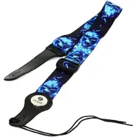 Fazley POLY GR-04 sangle de guitare Blue Flame Skulls