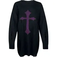 Banned Robe mi-longue Gothic de - Skadi Knit Dress - M - 4XL - pour Femme - noir/lilas - Taille M