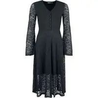Jawbreaker Robe longue Gothic de - Robe midi en dentelle avec boutons sur le devant - XS - 3XL - pour Femme - noir - Taille XL