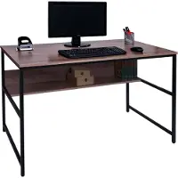 Mendler Bureau HWC-K80, table d'ordinateur table de travail tablette, métal MDF 120x60cm gris-brun