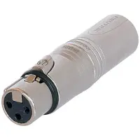 Neutrik Adaptateur | XLR 3 pôles mâle/XLR 3 pôles femelle droit, gris argenté
