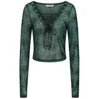 Banned T-shirt manches longues Gothic de - Zorya Top - XS - XXL - pour Femme - vert/noir - Taille L