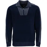 Hajo Pull-over 'Chenille' bleu / blanc