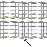 Monster Racking 10 x rayonnages gris à 5 niveaux pour garage et entrepôt 120x50x180cm