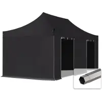 TOOLPORT 3x6 m Tonnelle pliante Acier, PVC 800, côtés sans fenêtre, noir