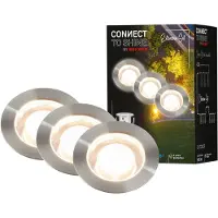 Briloner CONNECT TO SHINE Kit d'extension Padouk avec lot de 3 spots LED encastrables au sol, IP67