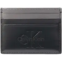 Calvin Klein Étui 'Smooth Monologo Card' gris foncé / noir
