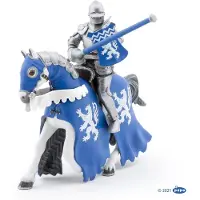 Papo - Figurine Cheval du chevalier lion bleu
