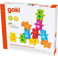 Goki Jeu d'empilage d'ours colorés en bois, 9dlg.