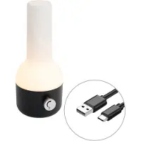 QAZQA Lampe de table d'extérieur noire et blanche avec LED rechargeable IP44 - Haard