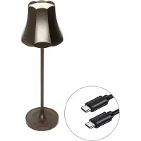 QAZQA Lampe de table rétro bronze foncé rechargeable IP44 - Granny
