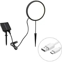 QAZQA Pic de lumière noir 50 cm avec LED rechargeable et solaire IP65 - Adalind