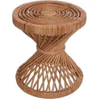 Mendler Table d'appoint HWC-M31, Table de fleurs en rotin Table basse, ronde 43x38x38cm, rotin Kubu naturel